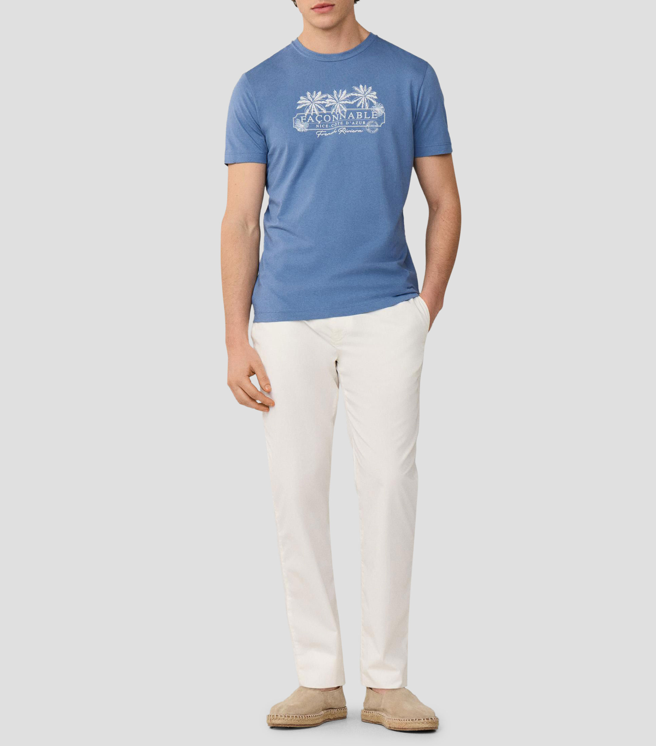 Playera cuello redondo manga corta estampada Hombre